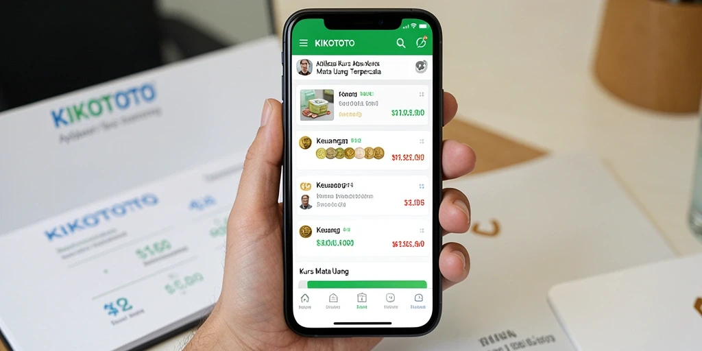 Tampilan interaktif KIKOTOTO menunjukkan nilai tukar mata uang secara real-time.