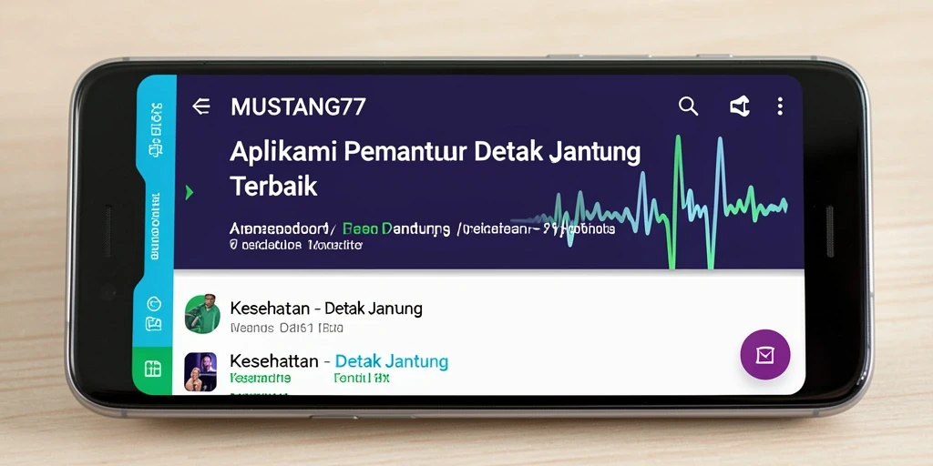 Tampilan antarmuka aplikasi MUSTANG77 untuk pemantauan detak jantung.