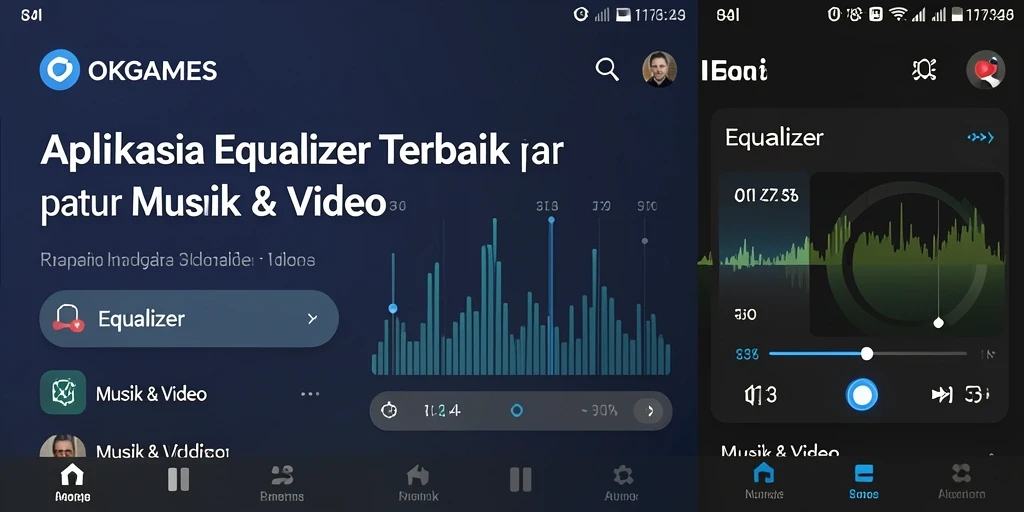 Tampilan antarmuka OKGAMES dengan fungsi Equalizer yang canggih.