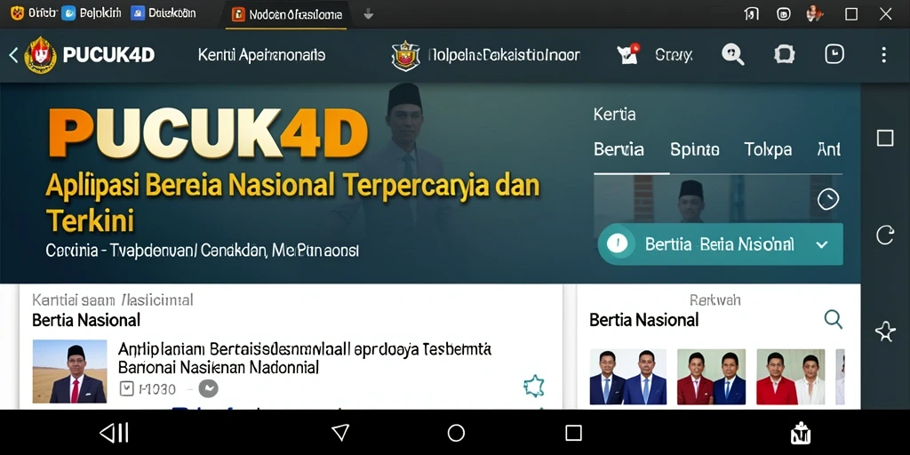 Tampilan antarmuka aplikasi PUCUK4D dengan berita terkini.