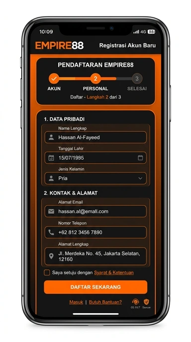 Panduan Membuat Akun Baru empire88 untuk Android